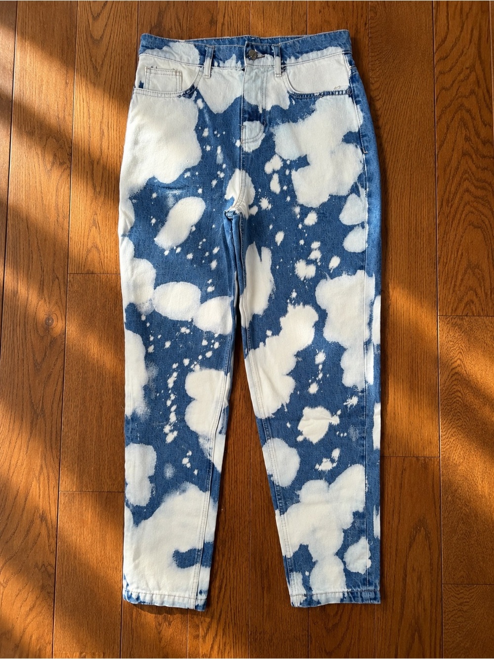 Source Unknown Blue & White Bleached Skinny Jeans Approx Sz 8